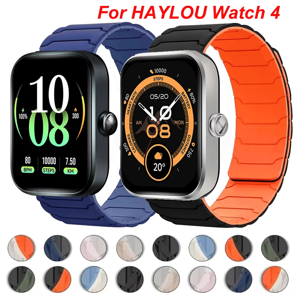 Bracelet magn�tique en Silicone, 20mm 22mm, pour montre HAYLOU 4/Solar 5/Neo Lite, pour montre Haylou 2 Pro R8 S6 S8 RS5 RS4 RS4Plus RT2 3