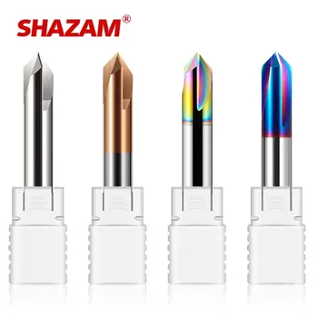 SHAZAM HRC65 3-Flute Tungsten Steel Carbide 60/90/120 Degrees Chamfer Milling Cutter CNC…