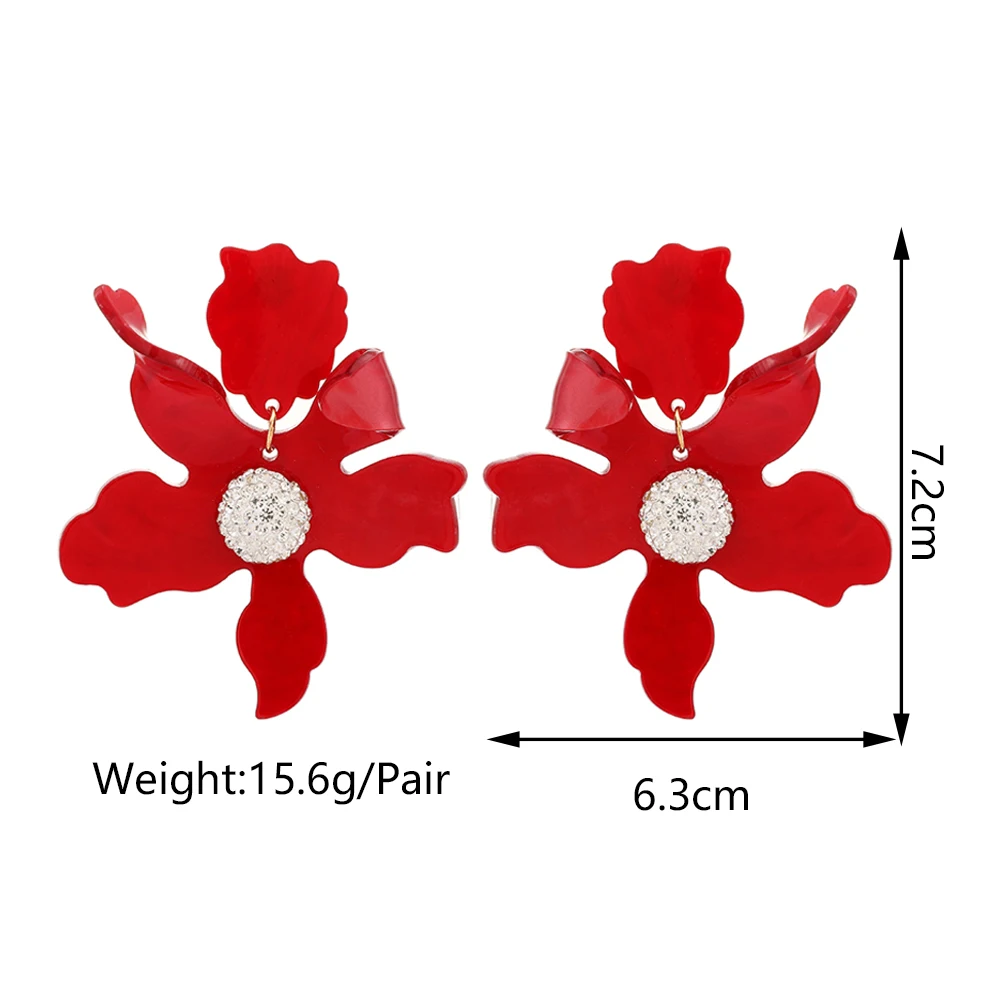 Cute Romantic Flower Petal Decor Drop Earrings For Women Korean Fashion Summer Party Beach Statement Jewelry Exaggerated Pendant