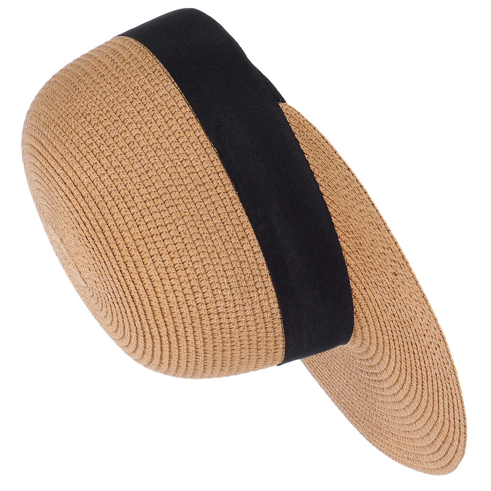 

Handmade Straw Sun Beach Foldable Short Brim Visor Cap Lightweight Woven UV Travel Hat Baseball Cap Portable
