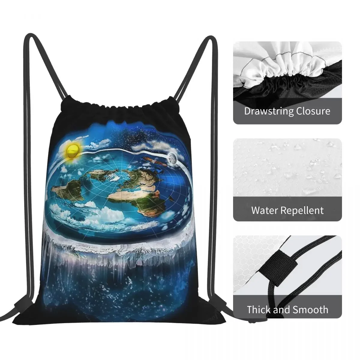 Flat Earth With Dome Art zaino Fashion borse portatili con coulisse borsa sportiva con coulisse borsa da viaggio per la scuola di viaggio