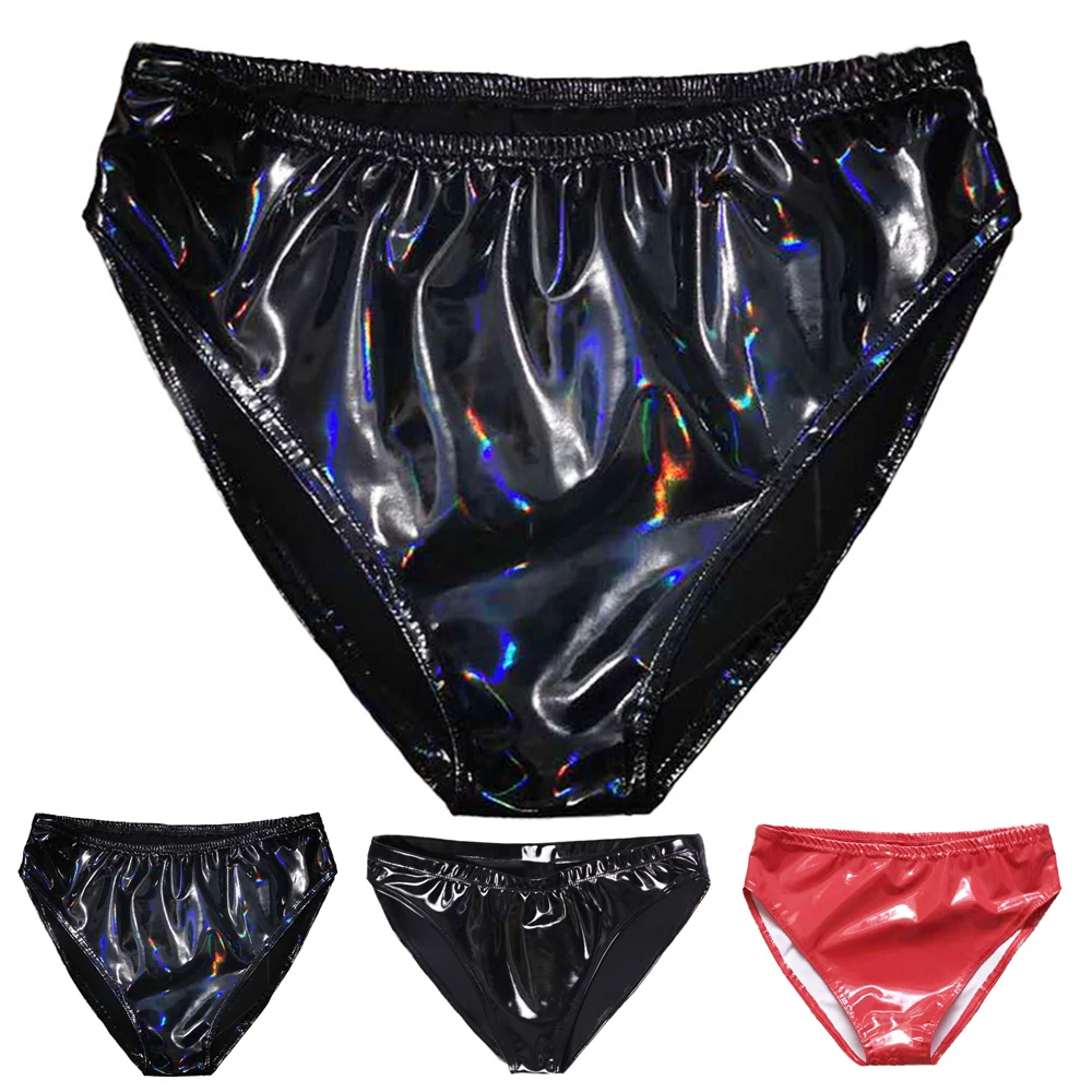 Women Sexy Briefs Shiny PVC Leather Panties Night Club Wear Glossy Waterproof Underwear Stage perform Lingerie Female Underpant