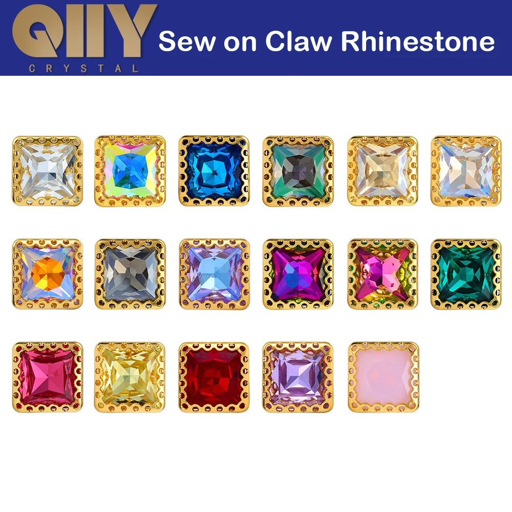 

QIIY 6-12 мм квадратный прямоугольный пришивный необычный стеклянный коготь гнезда горный хрусталь кристалл драгоценный камень для DIY шитье аксессуары для одежды