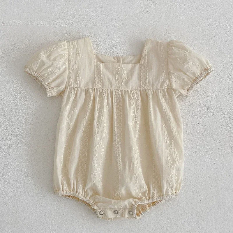 2025 Baby Girl Romper Summer 0-24M Children Clothes Korean Style Climbing Suit Short Sleeved Cotton Embroidery Newborn Romper - view 2