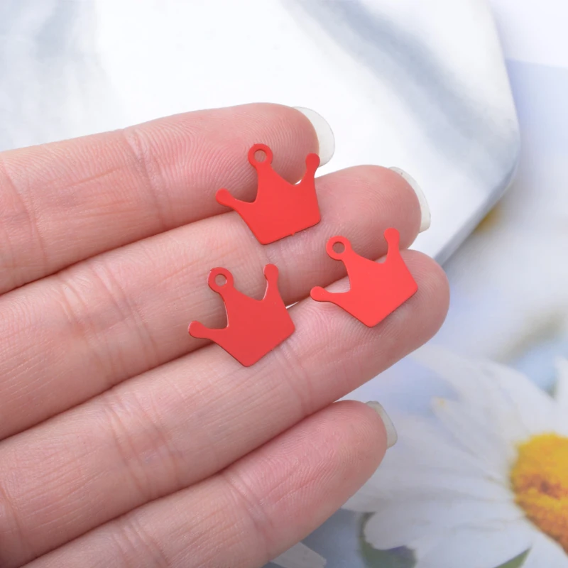30 Stück AC15259 Messing-Schmuck-Kronen-Anhänger Bunte Blumen-Anhänger DIY Damen Ohrring Halskette Zubehör – Detail 12
