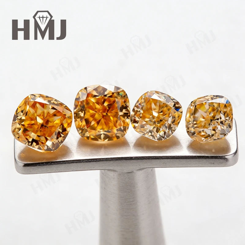 

Lab Grown Moissanite Loose Stone Crushed Ice Cushion Cut VVS1 Champagne Color with GRA Certificate Wholesale Beads for Jewelry