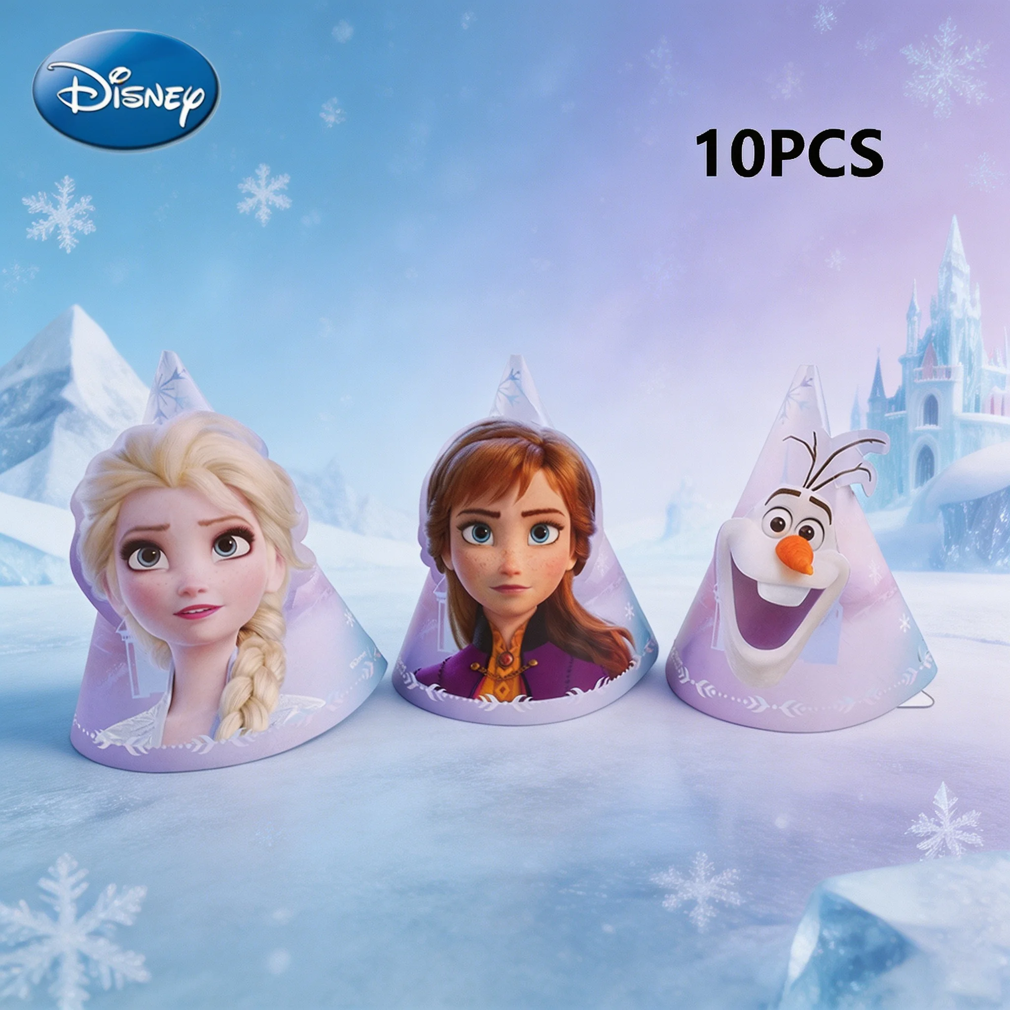 Disney Frozen Geburtstagsparty-Hüte-Set Elsa Anna Olaf Bedruckte Papierpartyhüte mit Elastischem Band Themen-Feierzubehör – Detail 4