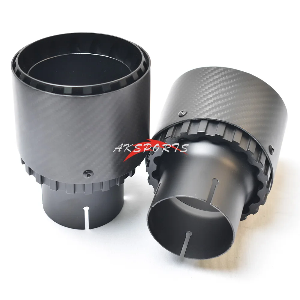 1Pc Car Modification Black Exhaust Pipe Tail Throat Aluminum Alloy With Matt Carbon Fiber Muffler Tip