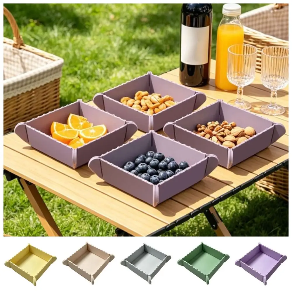 Silicone Heat Insulation Pad Non-slip Stackable Magnetic Storage Box Multifunctional Anti-scald Collapsible Snack Tray Travel