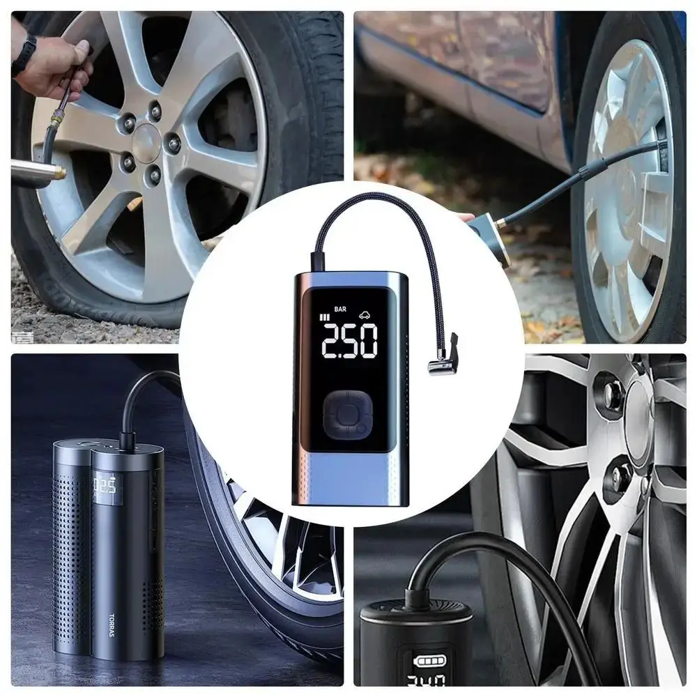 High Precision Car Tire Inflator Pump LCD Display Handheld Cordless Air Pump Fast Inflation Portable Air Compressor Auto Bicycle