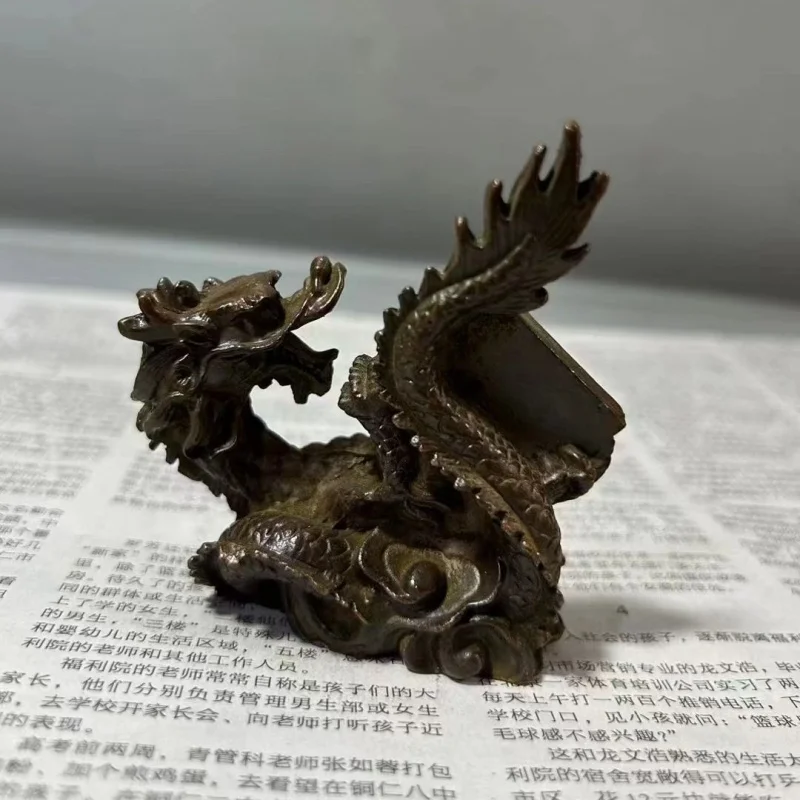 Steamed Fu Character Dragon Ornaments Pure Copper Fortune Town House Wangcai Copper Hanlong Study Office Retro Distressed Orname