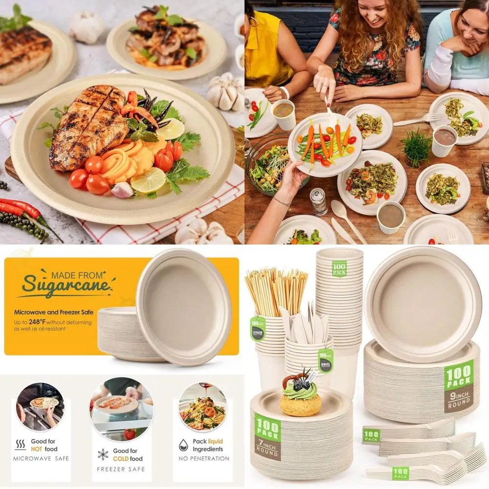 

Eco-Friendly 700-Count Biodegradable Brown Heavy-Duty Paper Plates for Parties