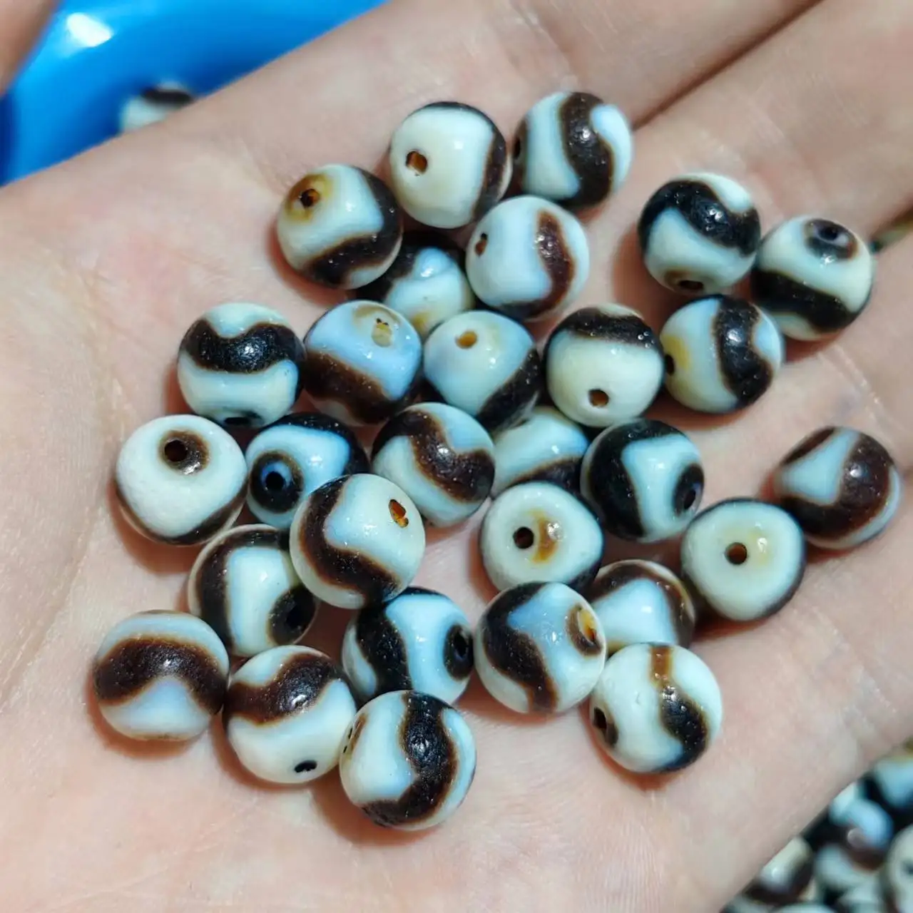 Taiwan Permeation 10mm Weathered Tiger Tooth Agate Tianzhu Necklace Pendant Bracelet Diy Accessories Dzi