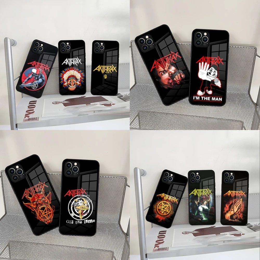 Чехол для телефона Rock Band A-Anthrax для Iphone 15 14 12 11 13 Pro Max Mini X Xr Xs Se 8 Puls из стекла
