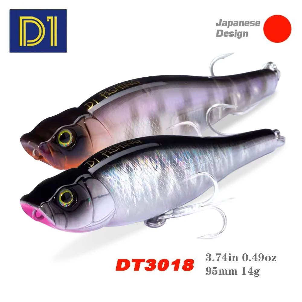 

D1 2PCS Floating Pencil Lure 95mm 14g Hard Bait With ST-46 Hooks Artificial Lures For Saltwater Freshwater Bass Pike Fishing