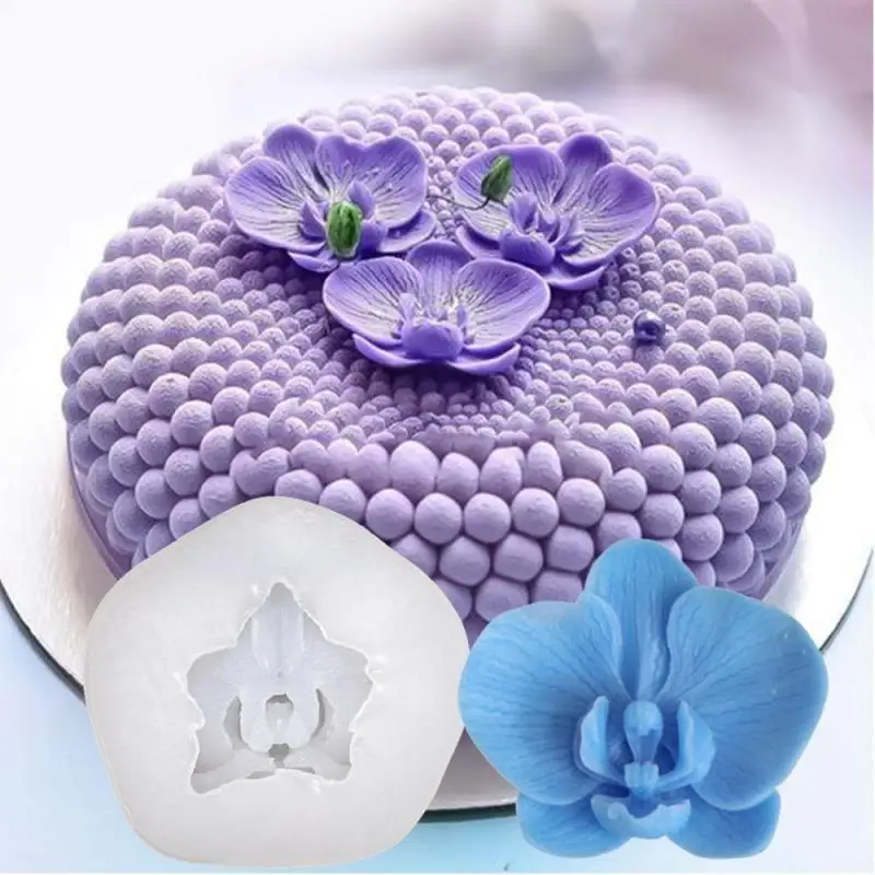 3D Simulation Orchid Silicone Mold Rose Flower Fondant Mold Phalaenopsis Candle Soap Candy Chocolate Cake Decoration Baking Tool