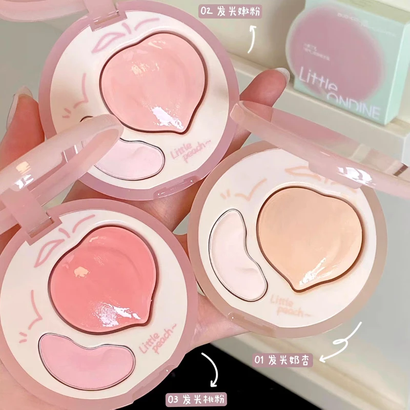 Little Ondine Cosmetics Dubbele Effec Combinatie Hoogglans Poeder Blusher Plaat Gezichtsreparatie Multifunctionele Fleuren Make-up