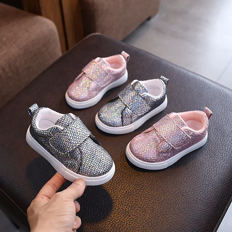 

Fashion Sneakers New Autumn Versatile Sports Shoes Sequins Casual Comfort Kids Shoes Soft Sole Anti Slip Simple Retro Board Shoe