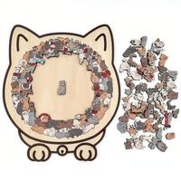 135pcs Cat Shaped Wooden Puzzle Unique Irregular Puzzle Pieces Game Birthday Xmas Gifts Christmas New Year Gift For Kids