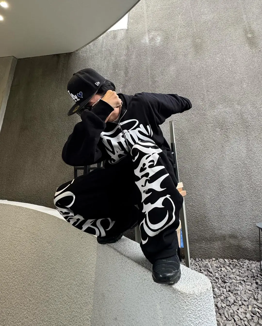 Hip Hop Letter Print Oversized Zip Up Hoodie Sweatpants Two Piece Set Y2K Clothes Tracksuit Men Casual Pants Tops Men Clothing