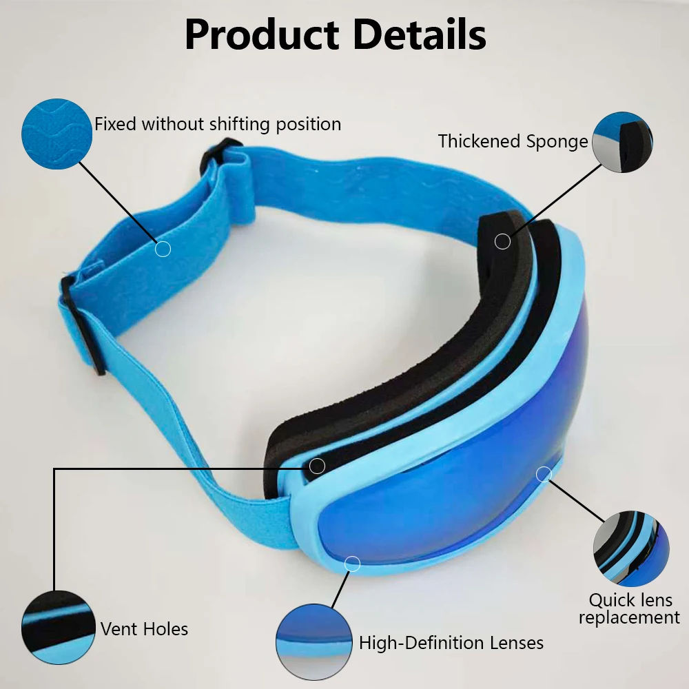 Regalo de Navidad Todo el día Equipo de esquí protector Lente de alta definición Gafas de esquí A prueba de viento A prueba de arena Invierno Hombres Mujeres al aire libre