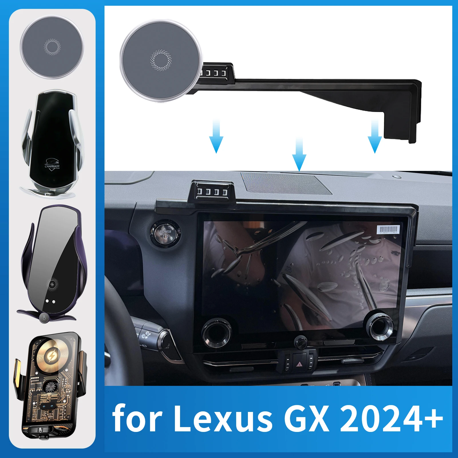 

for Lexus GX 2024 2025 550 550h GX550 Car Phone Holder Screen Fixed Navigation Bracket Base Wireless Charging