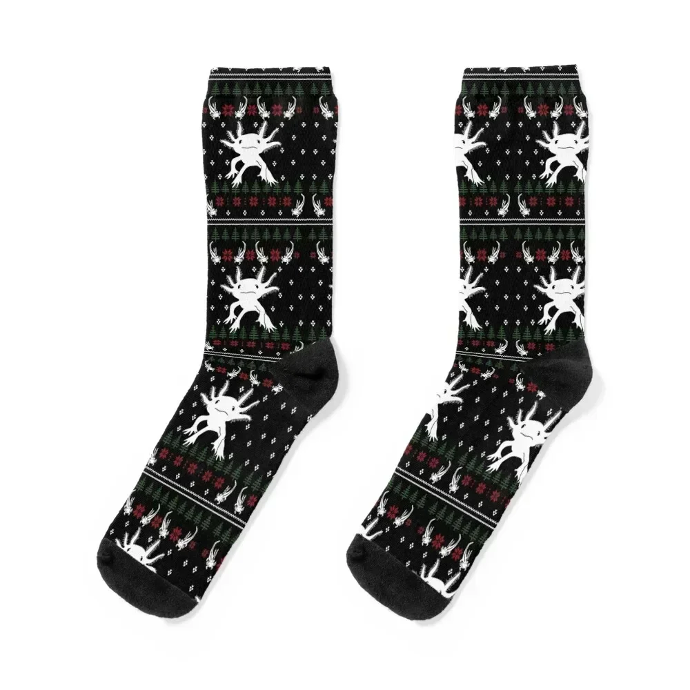 

Axolotl Ugly Christmas Ornament Sweater Socks Men's Crossfit Mens Socks Women's