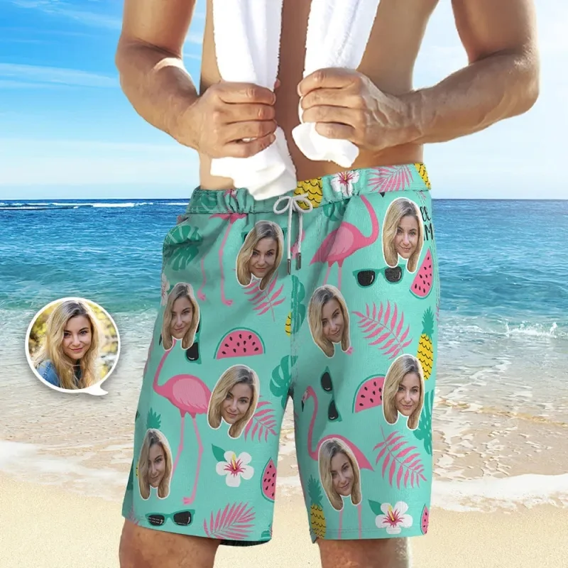 Custom Face Men Shorts Sharks Foliage Breathable Beach Shorts 3D Printed Unisex Gym Sport Board Short Pants Ice Swim Trunks