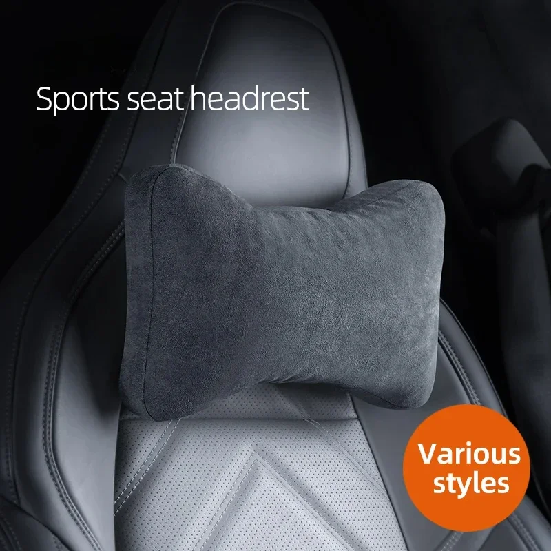 

For Benz BMW Audi Tesla Zeekr Porsche Ferrari Maserati Racing Sports Seat Plug-in Car Headrest Alcantara Accessories