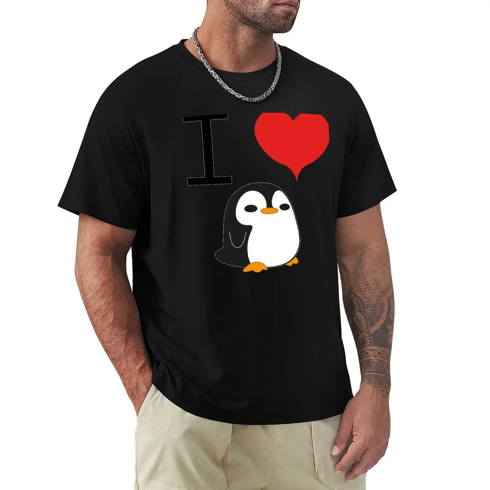 

Футболка I Love Penguins для любителей спорта, роскошные дизайнерские футболки, мужская мужская футболка
