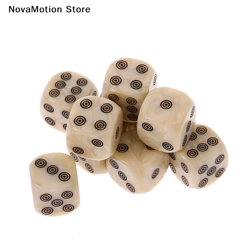 

10Pcs 6-sided D6 Dice Set Acrylic Ivory Dice Round Corners 16mm For Board Game Entertainment Party Cubes Mahjong Accessories