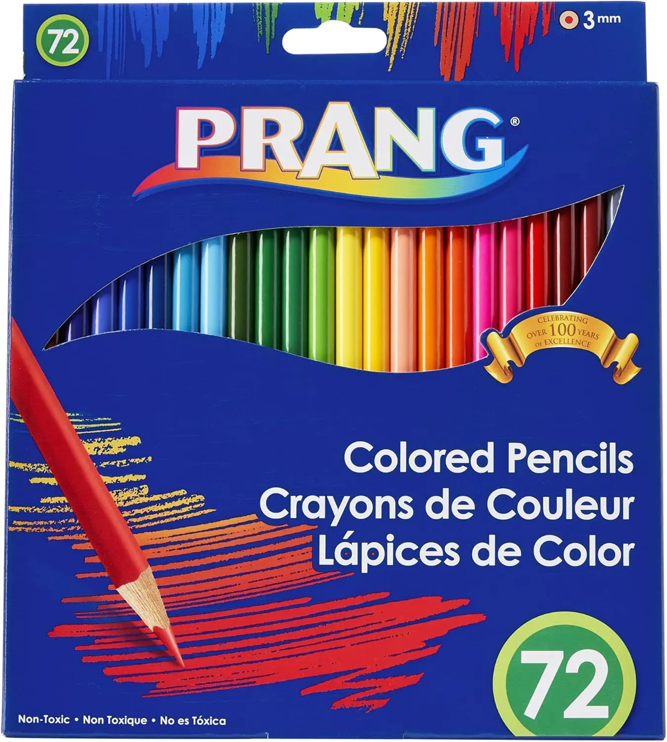 

Premium 3mm Colored Pencil Set, Assorted Colors, 72-Pack with Thick Cores & Wood Casing
