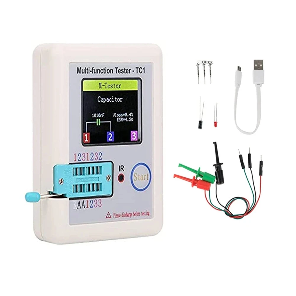 Multímetro con pantalla LCD TFT de 1,8 pulgadas, probador de transistores, condensador de triodo de diodo, Detector de resistencias, MOSFET, NPN,