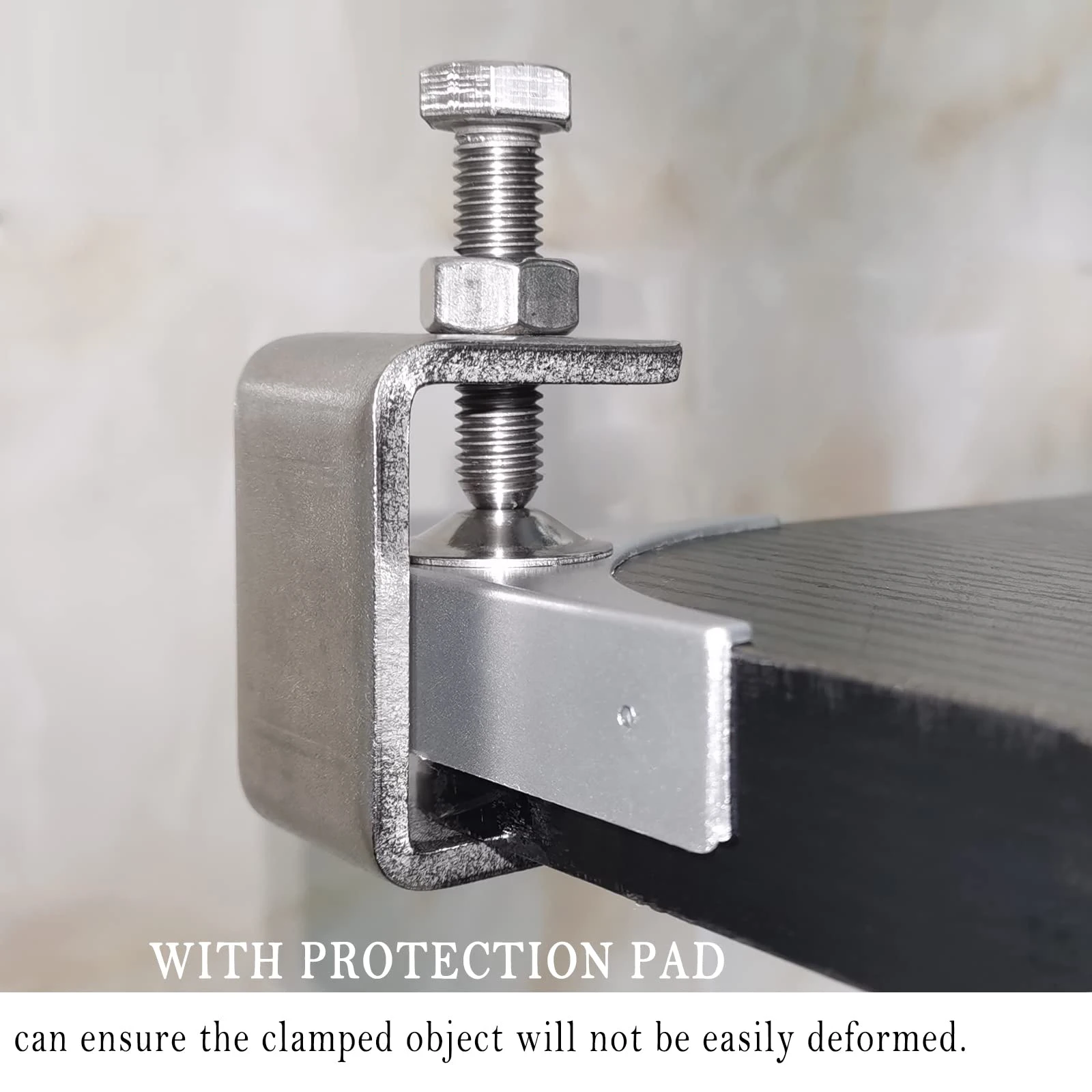 Weiyi 1pcs 304 Stainless Steel Clip Adjustable C-clamp 20mm~130mm Square Steel Pipe Clamp Hexagonal Bolt Hardware Tool Fasteners