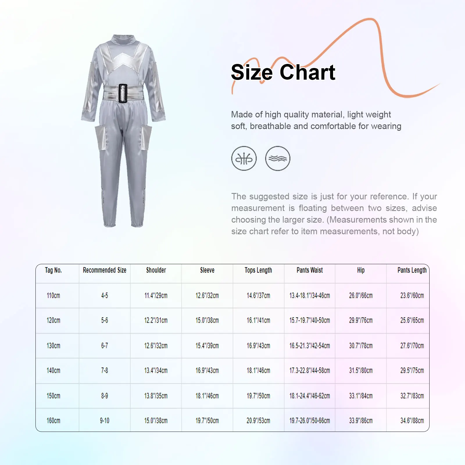 Boys Girls AI Technology Sense Robot Cosplay Costume Halloween Party 3-piece Sliver Long Sleeved Top+Waistbelt+Long Pants Set