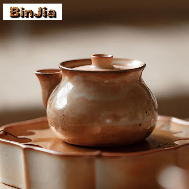 

190 мл фарфоровый ручной чайник с деревянным захватом, креативный чайник для заварки чая, чайник с ситечком, коллекция чайных услуг, подарок