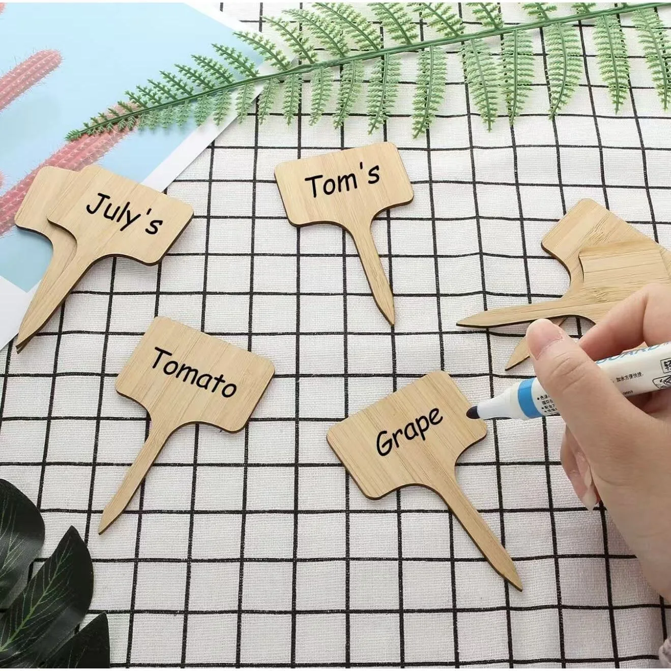 20-100Pcs Wooden Plant Labels Plant Tags T-Type Garden Marker For Plants Vegetable Seedlings Name Sign Outdoor Handwritten Tags