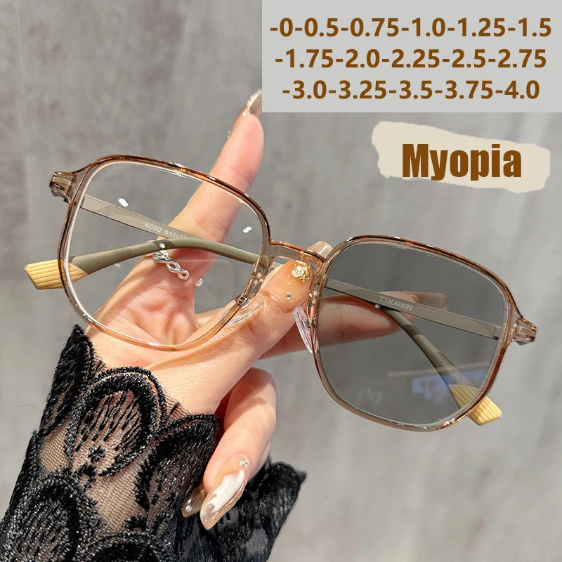

Photo-sensitive Color-changing Anti-blue-light Cross-border Ultra-light Trendy Large-frame Near-sighted Glasses 6090