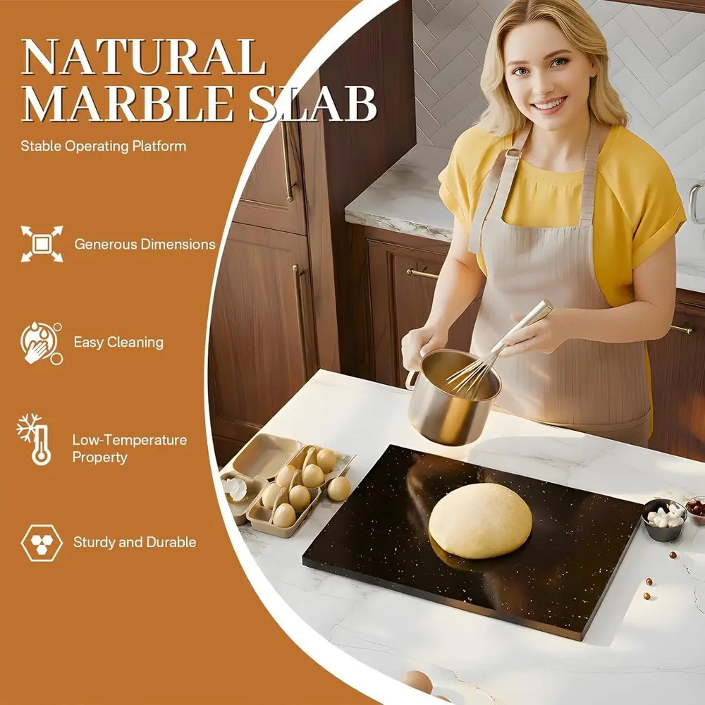لوح معجنات جرانيت أسود كبير، غير قابل للانزلاق، مثالي للمطبخ والعجين، 16 × 20 بوصة #2