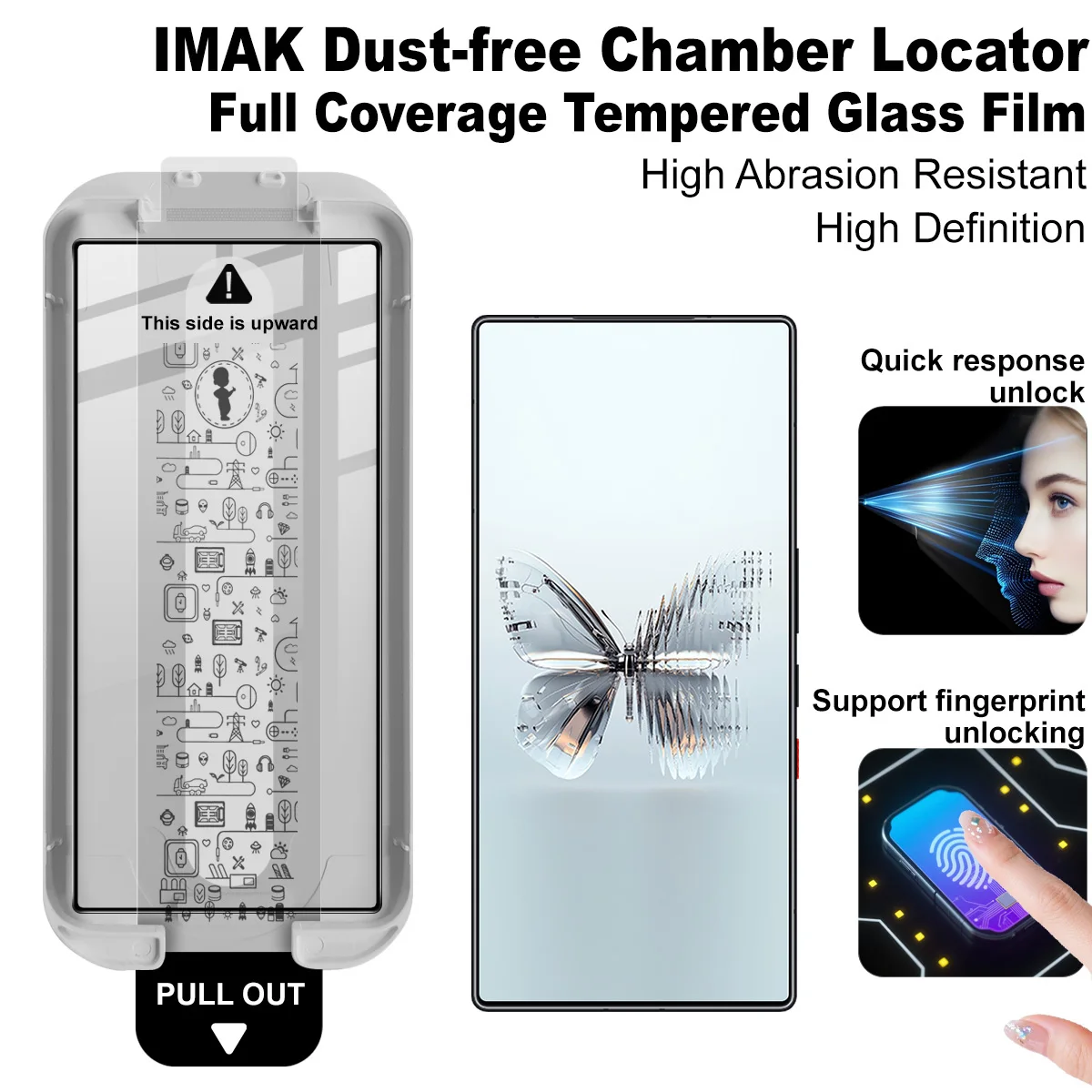 IMAK Pro+ Tempered Glass for Red Magic 11 Air 5G Dust-free Chamber Locator Film Support Fingerprint