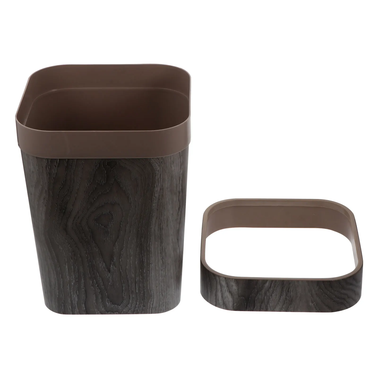 

1pc Household Trash Can Plastic Waste Bin with Ring Office Home Kitchen Garbage Dustbin Sturdy Vintage Style for Hotel
