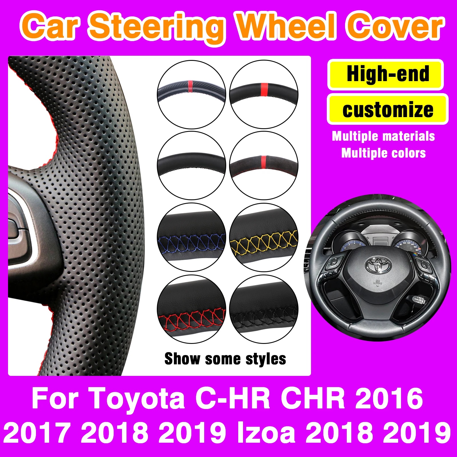 

Устойчивый к царапинам чехол на руль автомобиля «сделай сам», кожа из микрофибры для Toyota C-HR CHR 2016 2017 2018 2019, Izoa 2018 2019