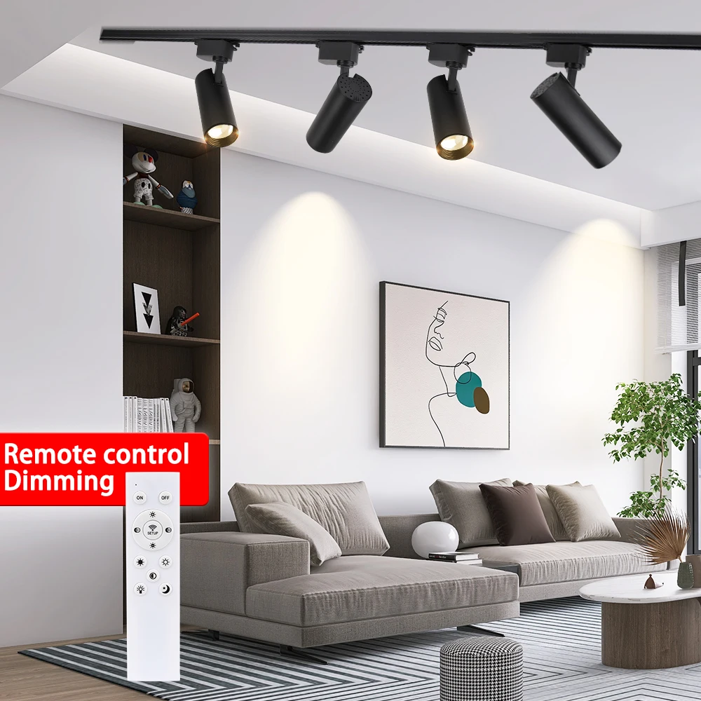 Spot Led Track Lights with Remote Control Adjustable Brightness Spotlight Led Rail Lighting for Living Room Track Ceiling Light