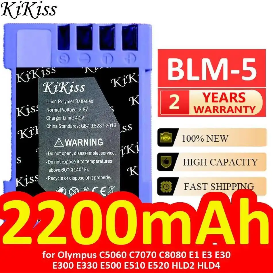 

Для Olympus C5060 C7070 C8080 E1 E3 E30 E300 E330 E500 E510 E520 HLD2 HLD4 Blm-5 аккумулятор для камеры долговечный 2200 мАч