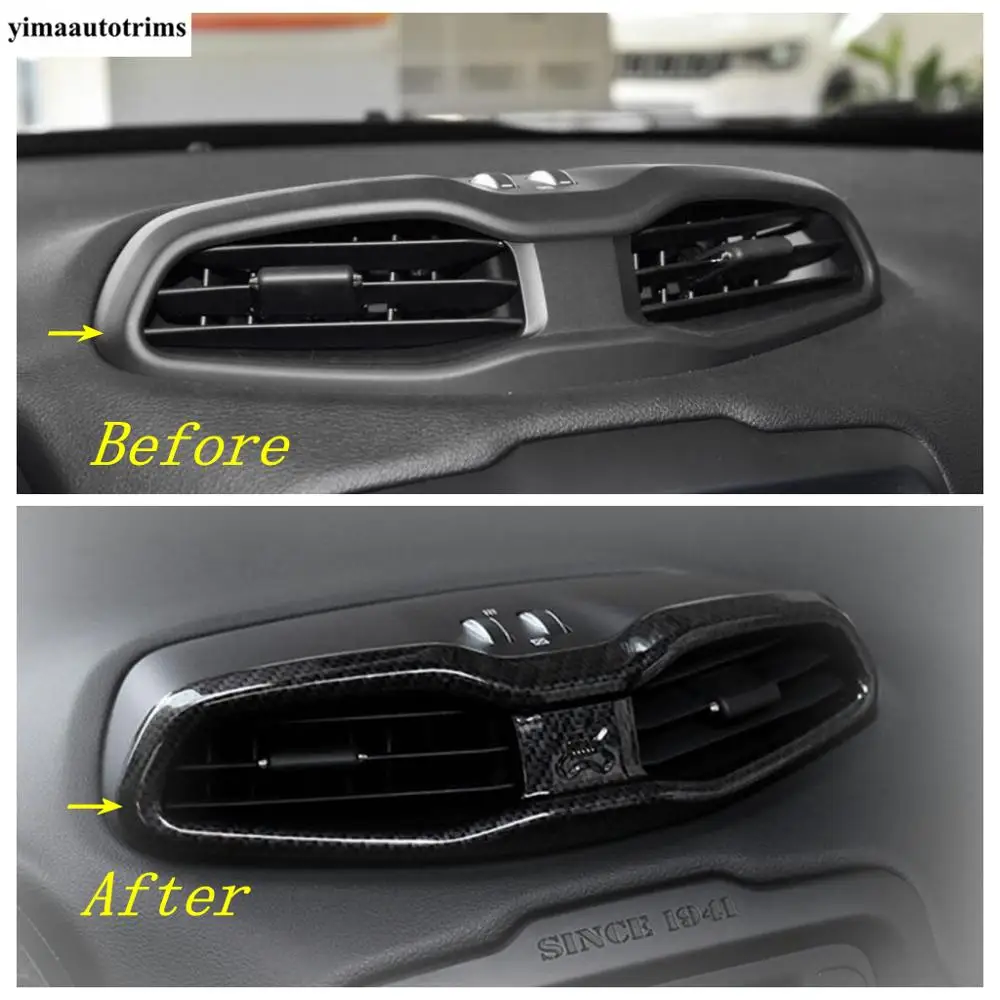 

Door Speaker Air AC Handle Bowl Head Lamp Window Lift Cover Trim For Jeep Renegade 2015 - 2020 Carbon Fiber Interior Accessories