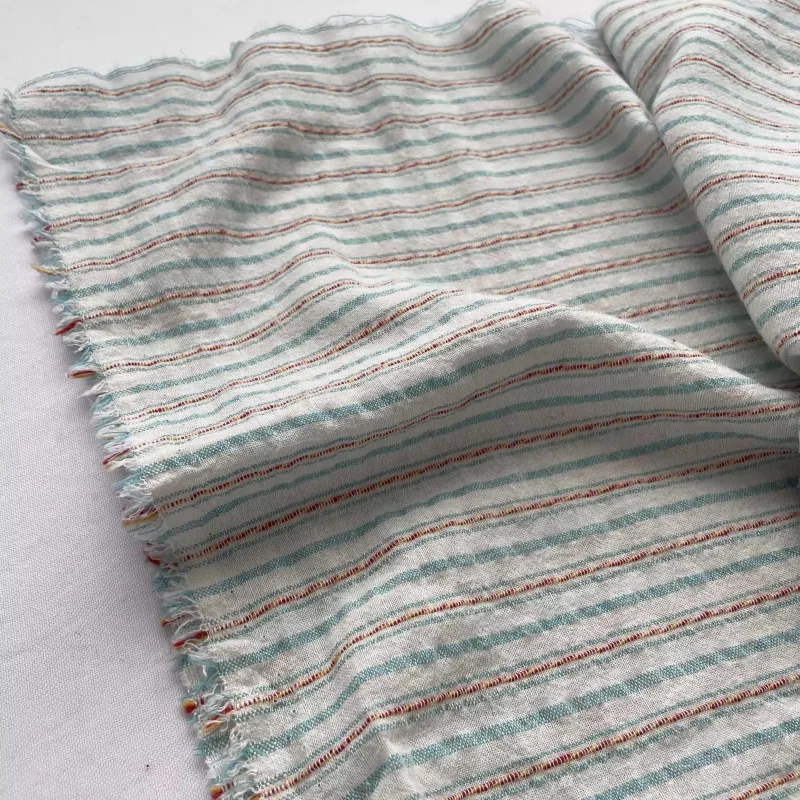 

Ins Style Striped Polyester Linen Cotton Cloth DIY Blue Fabric For Clothing Fabric