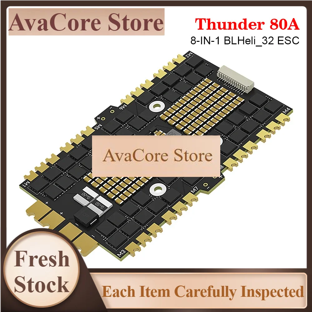 AvaCoreIFlight Thunder 80A 8-IN-1 BLHeli_32 ESC, 2-8S Lipo, Supports DShot150/300/600/MultiShot/OneShot, for RC FPV Freestyle Dr