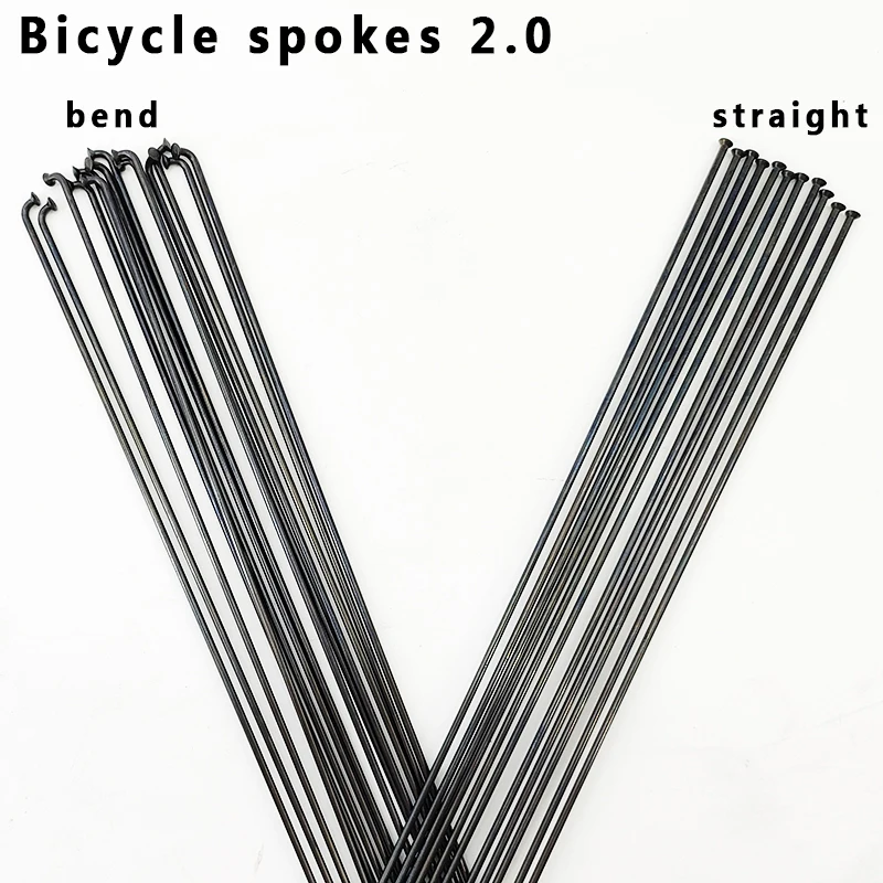 Bicycle spokes 2.0, J-shaped/straight round spokes, black bicycle spokes with copper cap