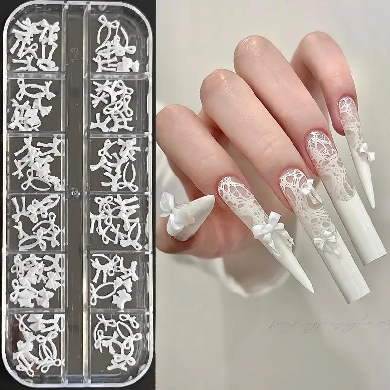 Mix Sweet Colorful Bowknot Sexy Leopard Ribbon Charms Korean Cute Bow Tie Nail Art Accessories Lovely Decorations Manicure Tools