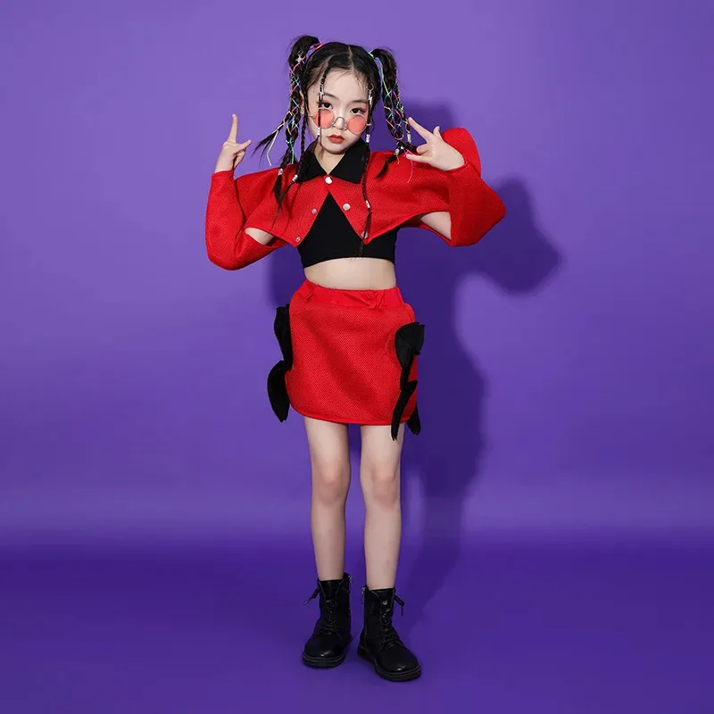 

COSda@Jazz Style Hip-hop Costume Urban Dance Girl Clothes Performance Dancer Stage Outfit Children Model Catwalk Singer TeenageC